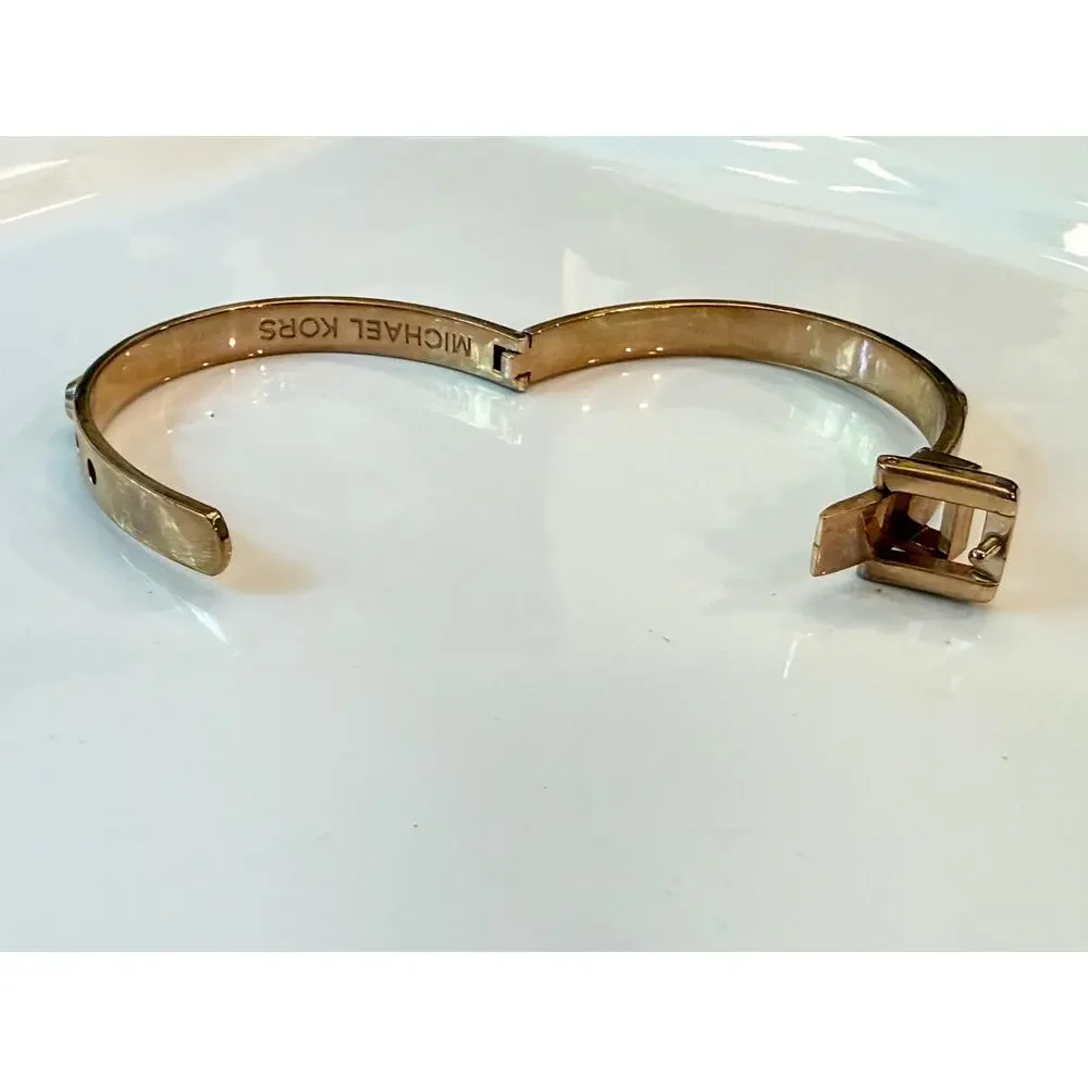 Michael Kors Astor Bronze / Gold Tone Studded Buckle Bangle Bracelet